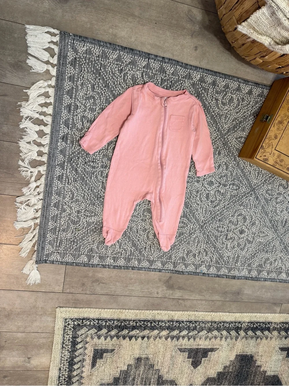 Old Navy 3-6 Months Baby Girl Modern Pink Footies Zip Pajamas Pink Footed